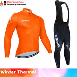 STRAVA Team Winter Thermal Fleece Cycling Clothes Men Long Sleeve Jersey Suit