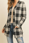 Plaid Long Sleeved Front Pocket Open Cardigan