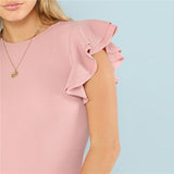 Layered Ruffle Detail Textured Bodysuit