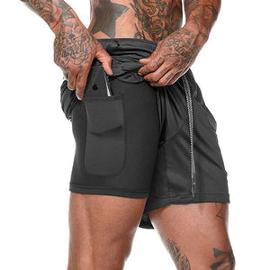 Men 2 in 1 Running, Jogging and Gym Fitness Training Shorts