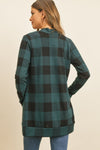 Plaid Long Sleeved Front Pocket Open Cardigan