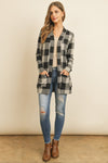 Plaid Long Sleeved Front Pocket Open Cardigan