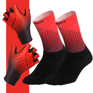 1Pair Half/Full Finger Cycling Gloves With 1Pair Cycling Socks for Men and Women